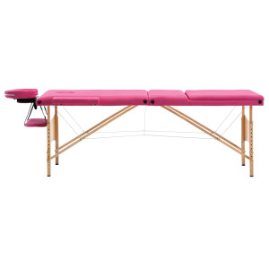 Mesa de massagens dobrável 3 zonas madeira rosa H