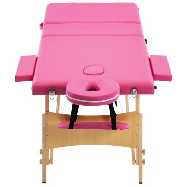 Mesa de massagens dobrável 3 zonas madeira rosa M 4