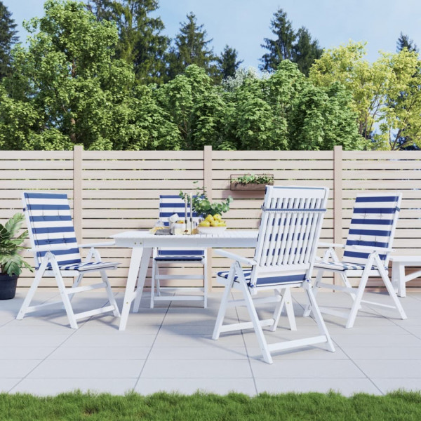 Cojines para sofá de palés 4 uds tela azul y blanco a rayas D