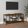 Mueble TV hierro madera contrachapada roble ahumado 100x35x45cm 3
