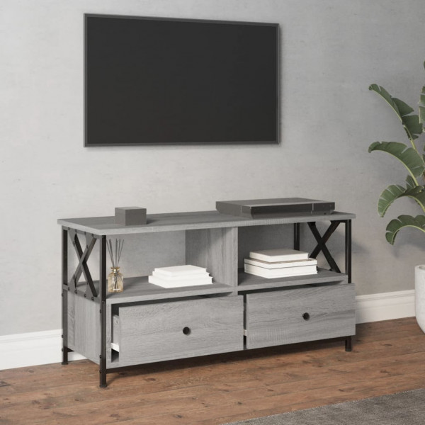 Mueble TV hierro y madera contrachapada gris Sonoma 90x33x45 cm M 3
