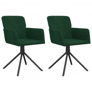 Sillas de comedor giratorias 2 unidades terciopelo verde oscuro H
