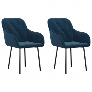 Cadeiras de jantar 2 pcs veludo azul H
