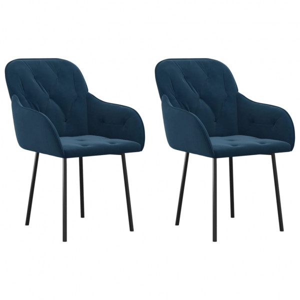 Cadeiras de jantar 2 pcs veludo azul M 2
