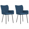 Cadeiras de jantar 2 pcs tecido azul 2