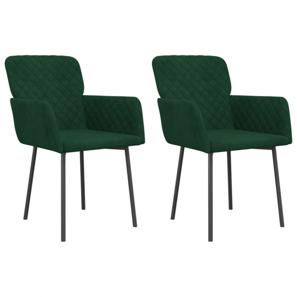 Cadeiras de jantar 2 pcs veludo verde-escuro M 2