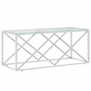 Mesa de centro 110x45x45 cm aço inoxidável e vidro H