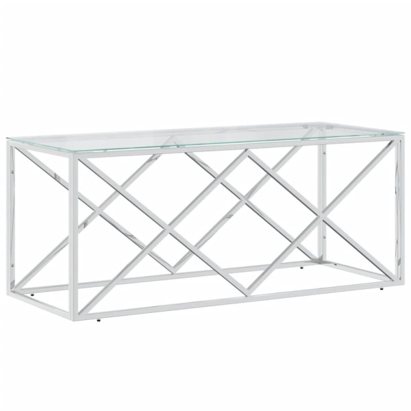 Mesa de centro 110x45x45 cm aço inoxidável e vidro M 2