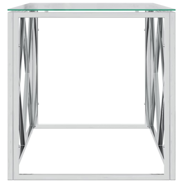Mesa de centro acero inoxidable y vidrio 110x45x45 cm M 4