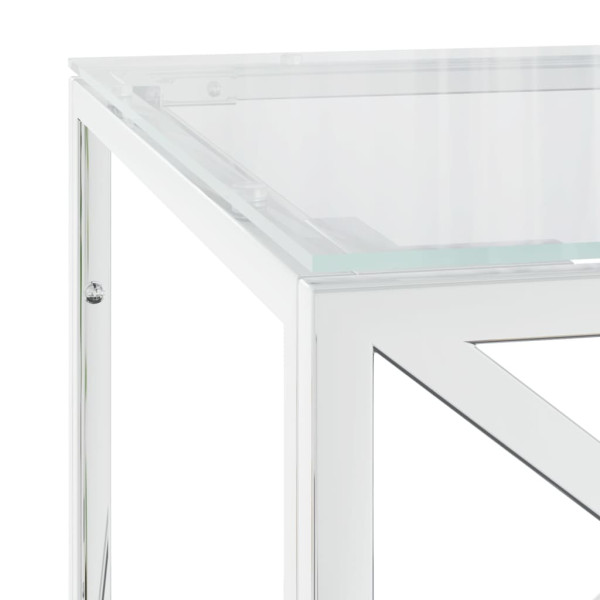 Mesa de centro acero inoxidable y vidrio 110x45x45 cm M 5