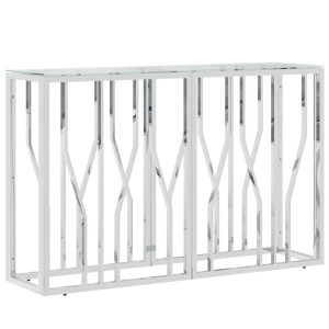 Mesa consola 110x30x70 cm aço inoxidável e vidro H