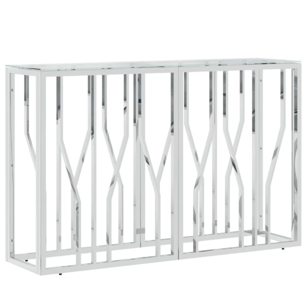 Mesa consola 110x30x70 cm aço inoxidável e vidro M 2