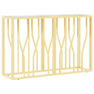 Mesa consola 110x30x70 cm aço inoxidável e vidro H