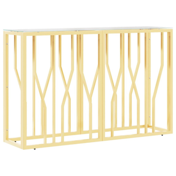 Mesa consola acero inoxidable y vidrio 110x30x70 cm M 2