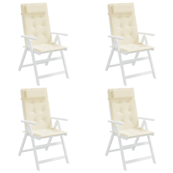 Cojines de silla respaldo alto 4 uds tela Oxford color crema M 4