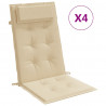 Cojines de silla con respaldo alto 4 uds tela Oxford beige 2