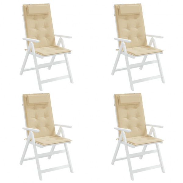 Cojines de silla con respaldo alto 4 uds tela Oxford beige M 4