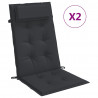 Cojines de silla con respaldo alto 2 uds tela Oxford negro 2