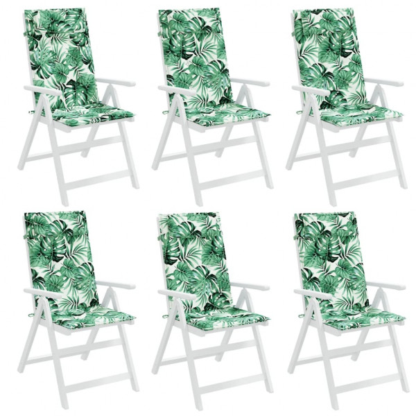 Cojines silla respaldo alto 6 uds tela Oxford estampado hojas M 4