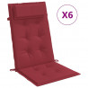 Cojines de silla con respaldo alto 6 uds tela Oxford rojo tinto 2