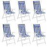 Cojines silla respaldo alto 6 uds tela Oxford rayas azul blanco 4