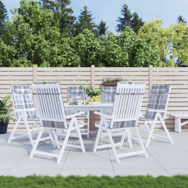 Cojines de silla respaldo alto 6 uds tela Oxford a cuadros gris D