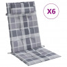 Cojines de silla respaldo alto 6 uds tela Oxford a cuadros gris 2