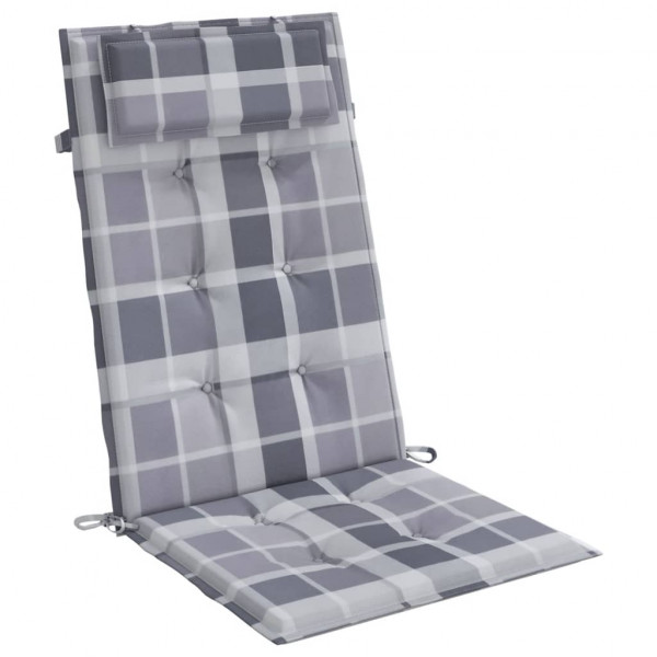 Cojines de silla respaldo alto 6 uds tela Oxford a cuadros gris M 3