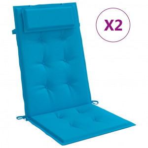 Cojines de silla con respaldo alto 2 uds tela Oxford azul claro H