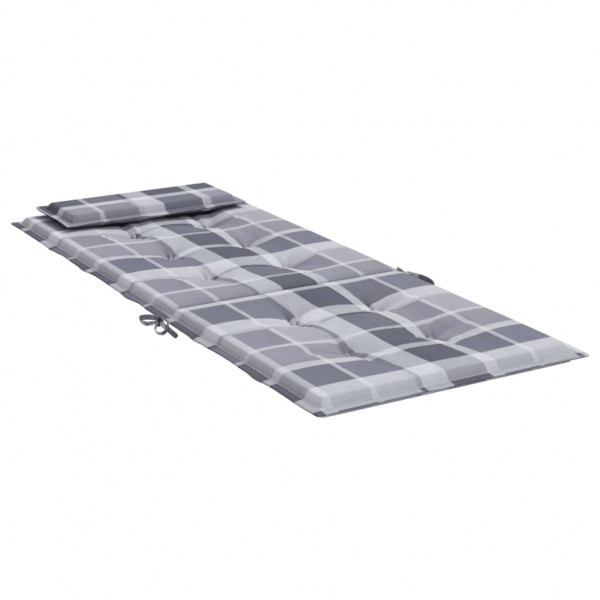 Cojines de silla respaldo alto 2 uds tela Oxford a cuadros gris M 5