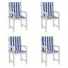 Cojines silla de respaldo bajo 4 uds tela a rayas azul y blanco 3