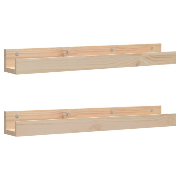 Prateleiras de parede 2 pcs 80x12x9 cm madeira de pinho maciça M 2