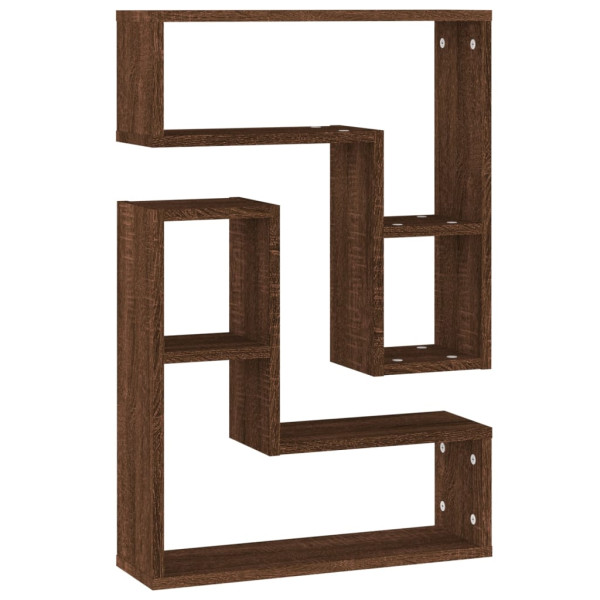 Estantes de pared 2 uds madera color roble marrón 50x15x50 cm M 2