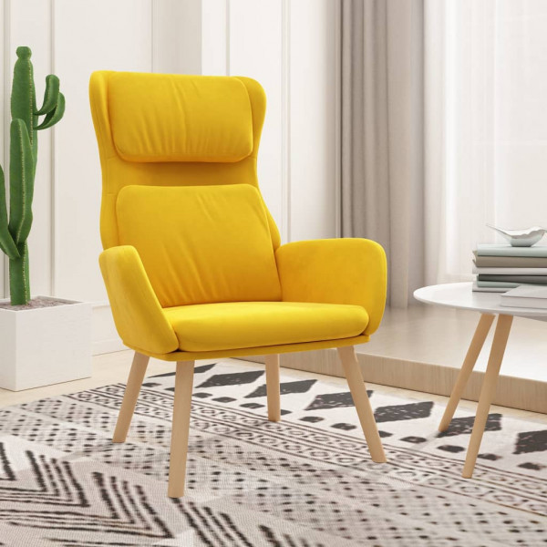 Sillón de relax de terciopelo amarillo mostaza D