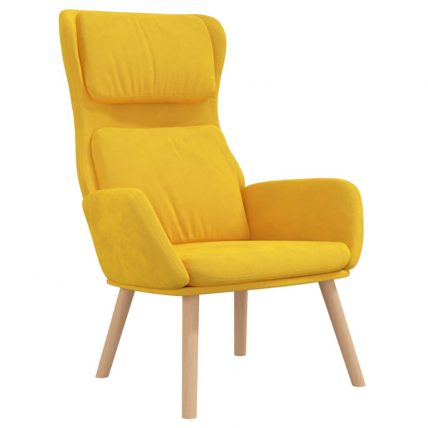 Sillón de relax de terciopelo amarillo mostaza M 2