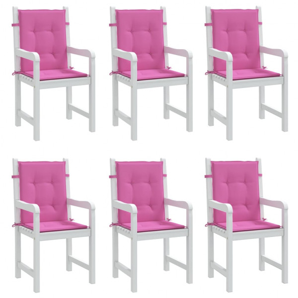 Cojines para silla con respaldo bajo 6 uds tela rosa M 3