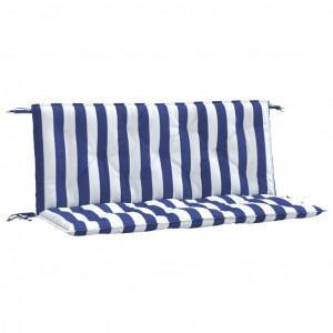 Almofadões p/ banco jardim 2 pcs 120x50x7 cm tecido azul/branco H