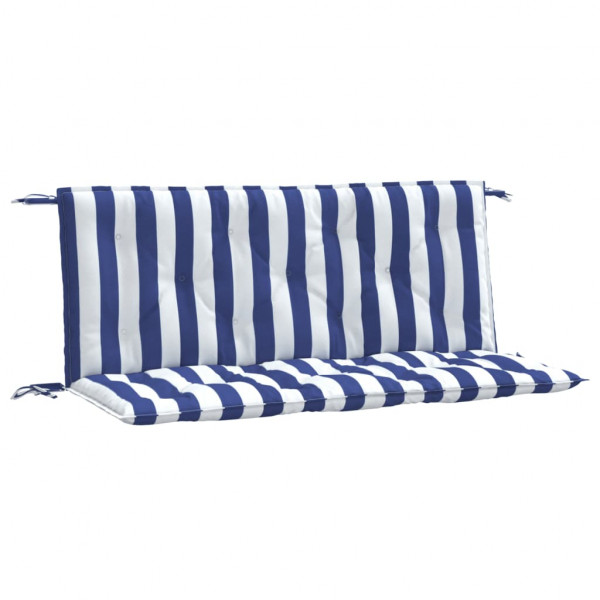 Cojines banco jardín 2 uds tela a rayas azul blanco 120x50x7 cm M 2