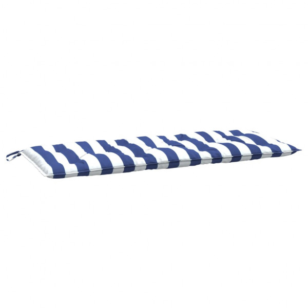 Almofadões p/ banco jardim 2 pcs 120x50x7 cm tecido azul/branco M 4