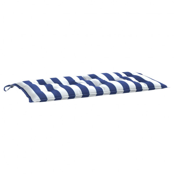 Almofadões p/ banco jardim 2 pcs 100x50x7 cm tecido azul/branco M 4