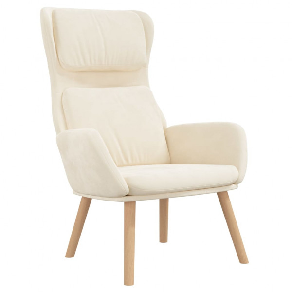 Sillón de relax de terciopelo blanco crema M 2