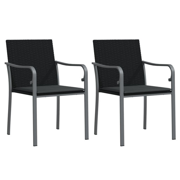 Cadeiras jardim c/ almofadões 2 pcs 56x59x84 cm vime PE preto M 2