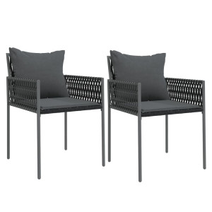 Cadeiras jardim c/ almofadões 2 pcs 54x61x83 cm vime PE preto H