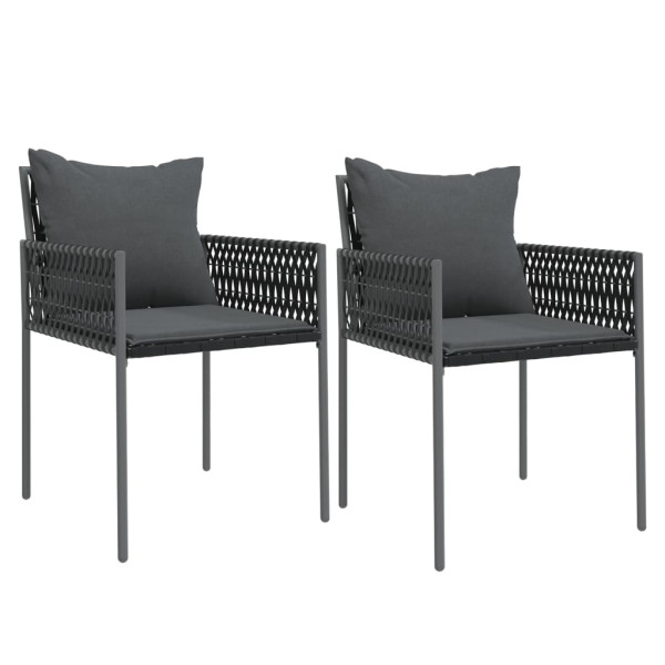 Cadeiras jardim c/ almofadões 2 pcs 54x61x83 cm vime PE preto M 2