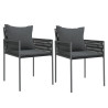 Cadeiras jardim c/ almofadões 2 pcs 54x61x83 cm vime PE preto 2