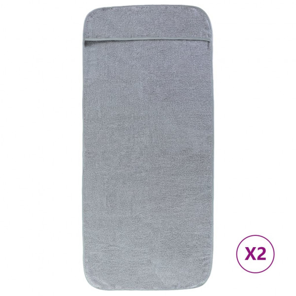 Toallas de playa 2 uds tela gris 400 g/m² 60x135 cm M 2