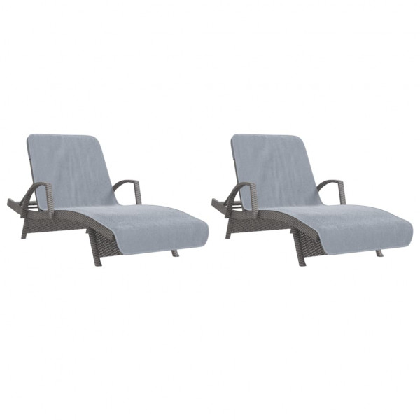 Toallas de playa 2 uds tela gris 400 g/m² 75x200 cm M 3