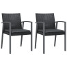 Cadeiras jardim c/ almofadões 2 pcs 56.5x57x83 cm vime PE preto 2