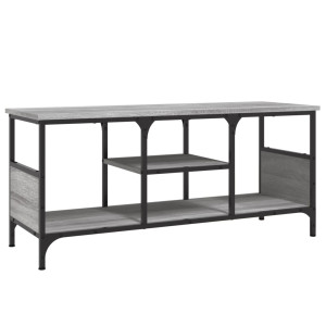 Mueble TV hierro y madera contrachapada gris Sonoma 100x35x45cm H