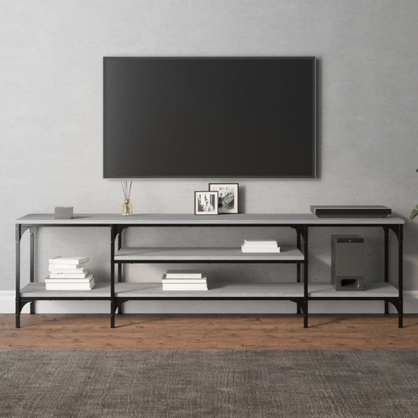 Mueble TV hierro y madera contrachapada gris Sonoma 161x35x45cm D